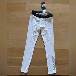 Nike Kids White Leggings with Black Logo